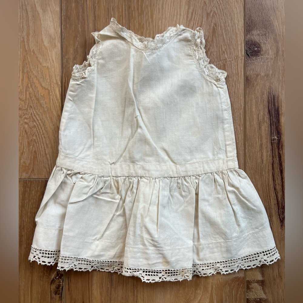 Antique Vintage Newborn Dress Lace Trimmed Cotton Baby Gown Heirloom Cottagecore